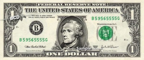 Billete de 10 dólares con la cara de Hamilton